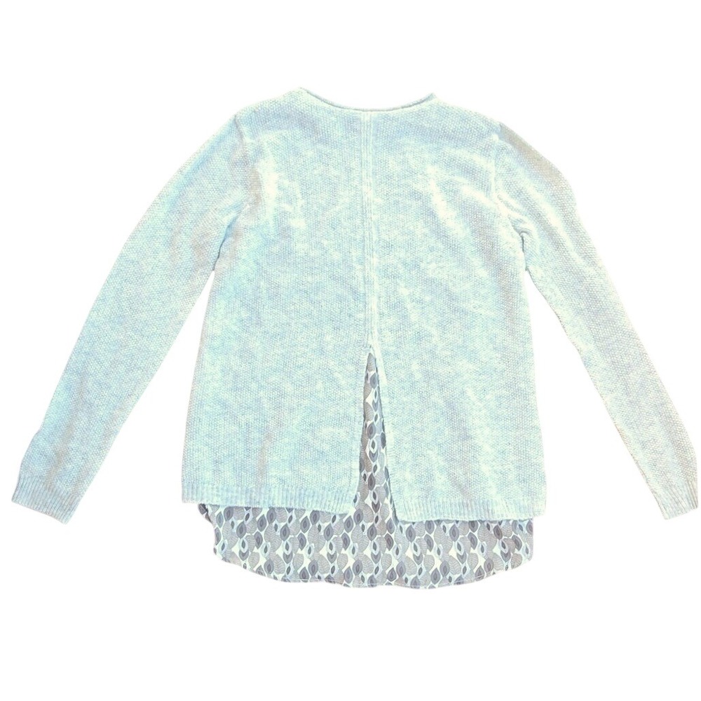 Coin 1804 Womens Small Gray Mixed Media Layered Split Back Sweater S#7650